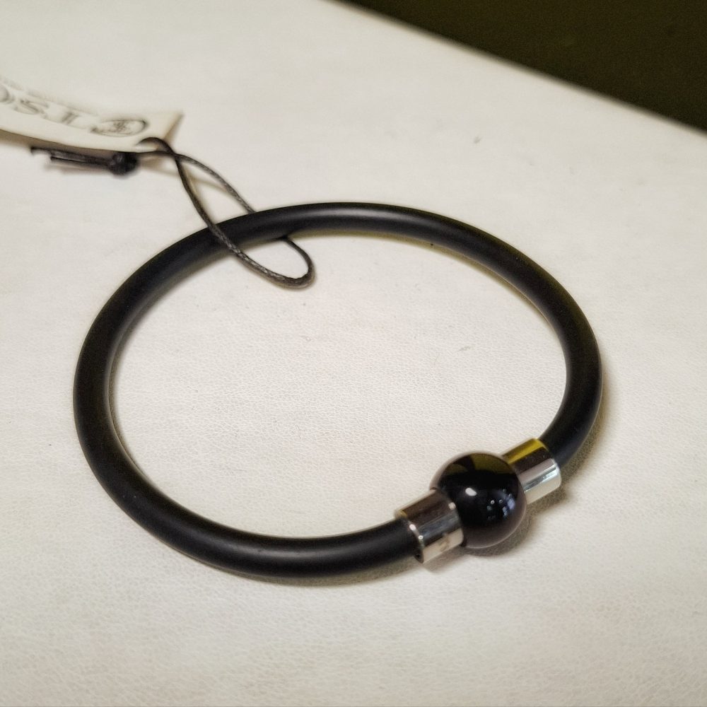 Bracciale uomo caucciù e acciaio nero