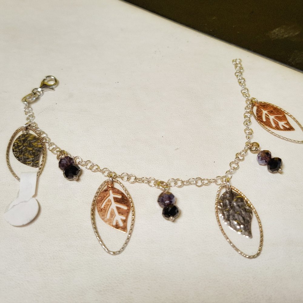 Bracciale foglie con ametista